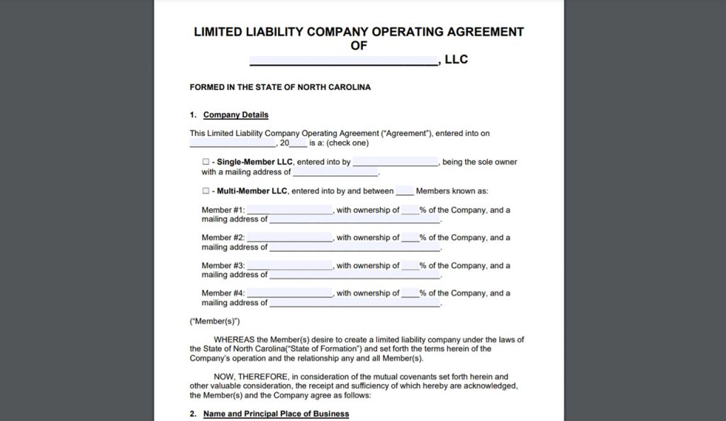 Prepare an LLC operating agreement