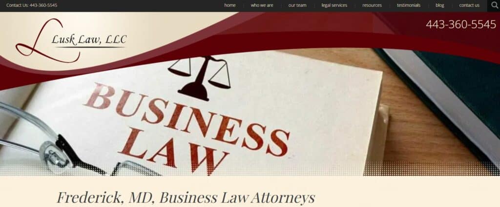 Lusk Law Maryland Business Attorney Webpage