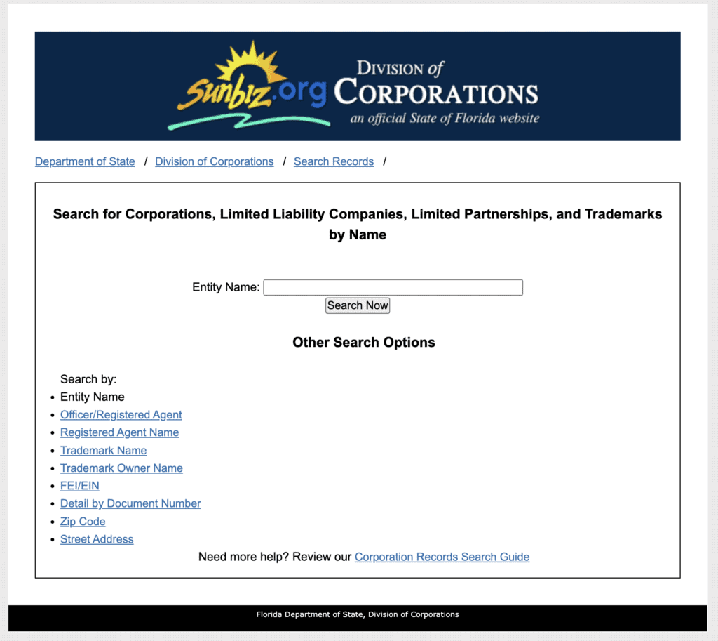 Florida business name search