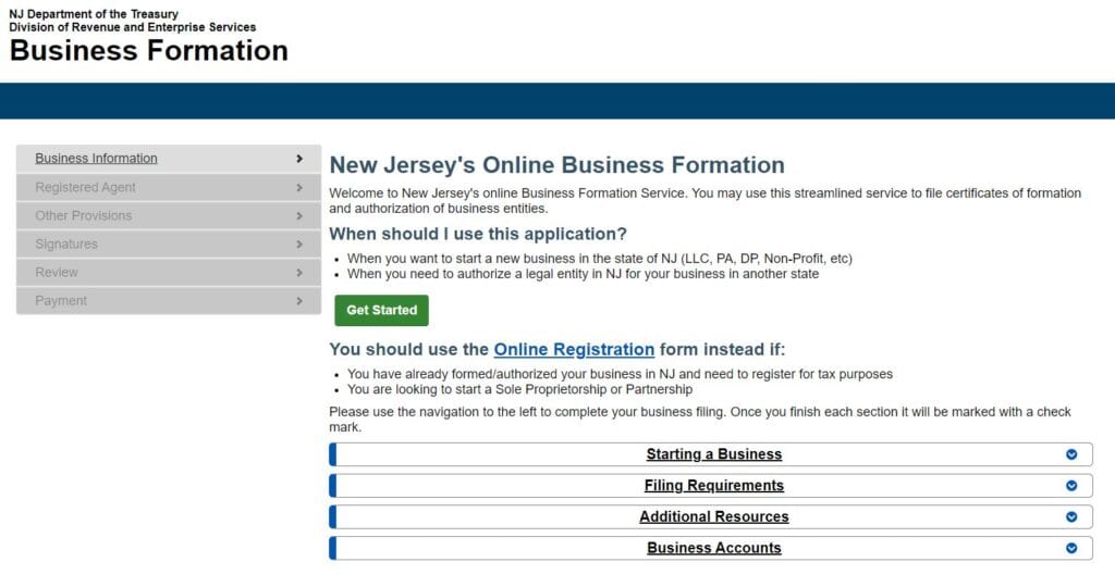 New jersey business formation portal