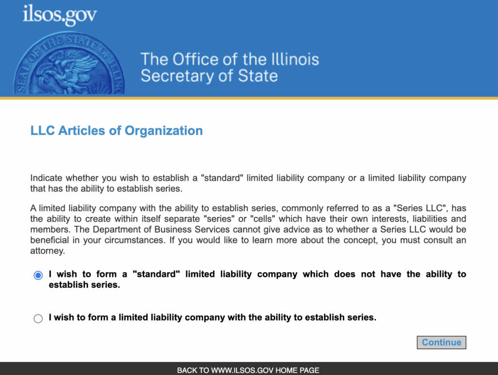 LLC Articles of Organization in Illinois State