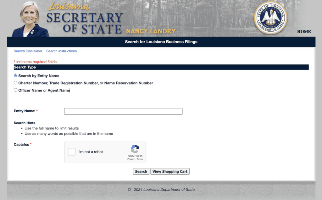 business name search in Louisiana