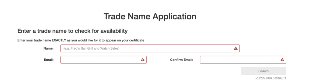 trade name application