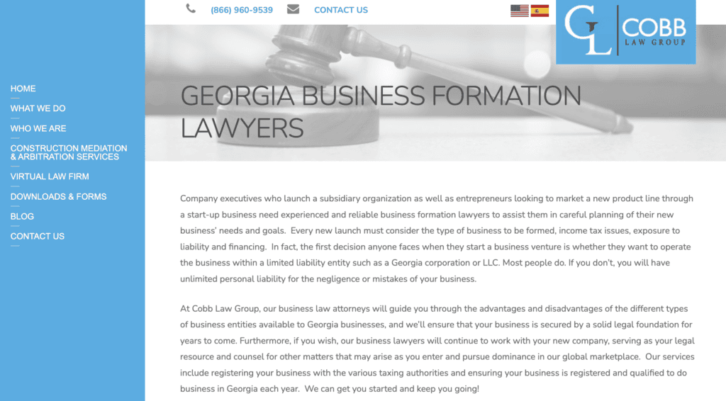 Gobb Law Group registered agent service in Georgia