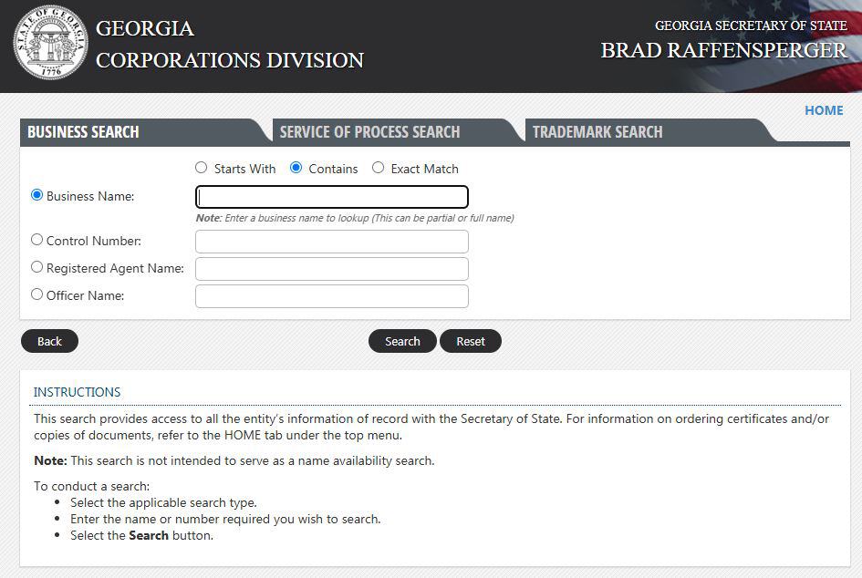 LLC business name search Georgia