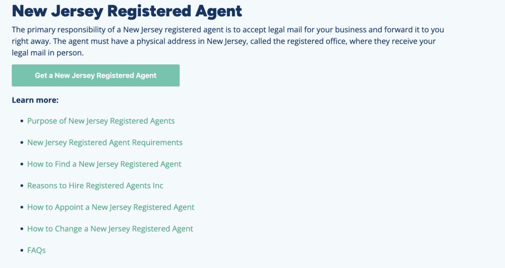 Registered Agents INC in NJ