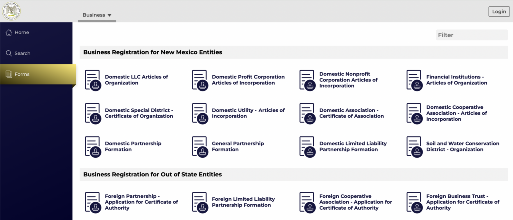 NM LLC online filing